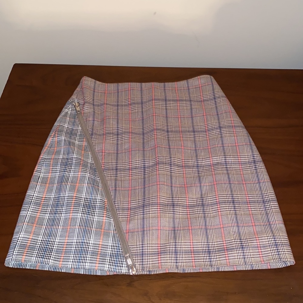 Lovers + Friends Brian Check Plaid Zipper Mini Skirt